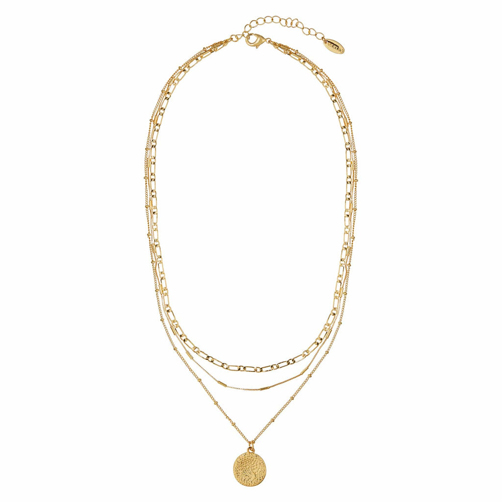 Multi Row Coin Necklace - Gold