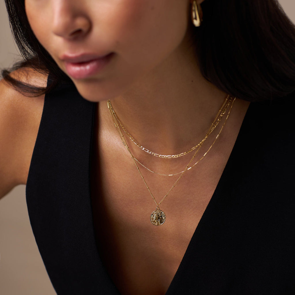 Multi Row Coin Necklace - Gold