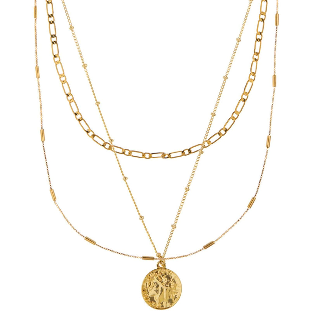 Multi Row Coin Necklace - Gold