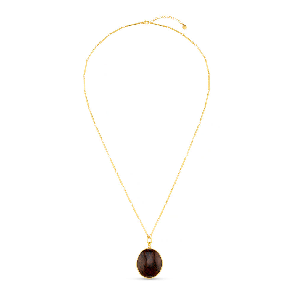Semi-Precious Obsidian Pendant Necklace