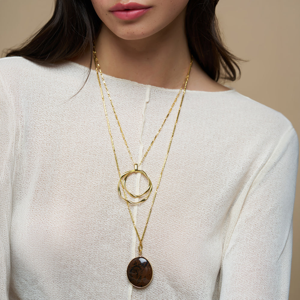 Statement Ribbon Interlocking Pendant Necklace