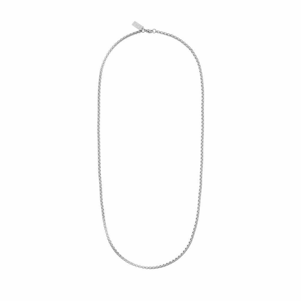 Round Box Chain Necklace - Silver