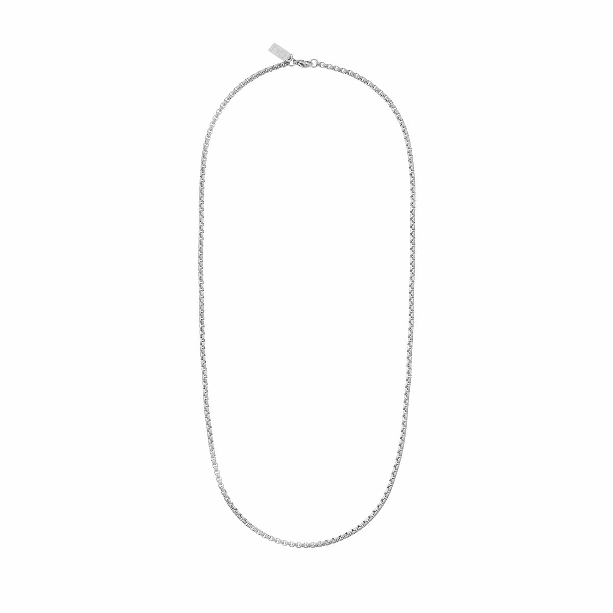 Round Box Chain Necklace - Silver