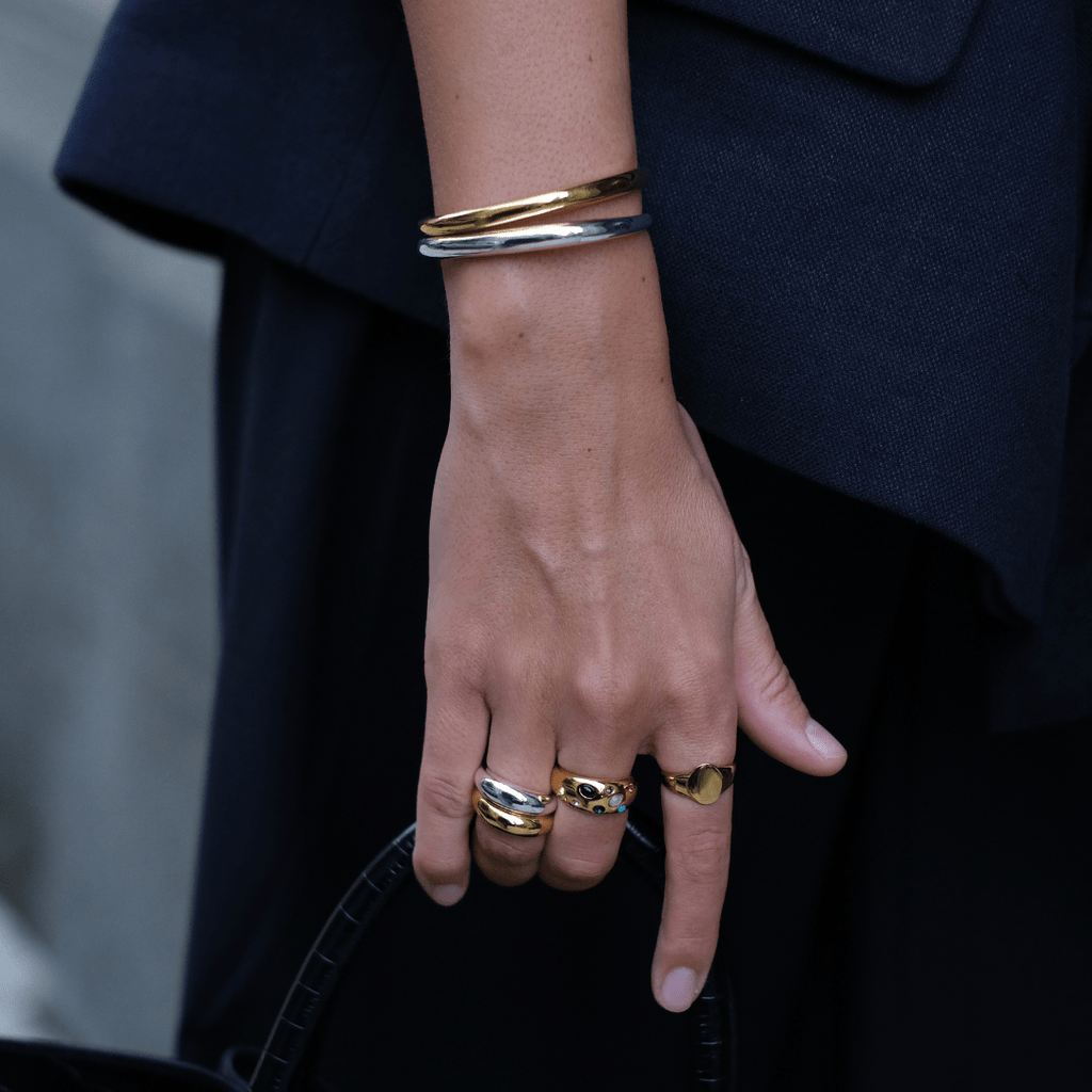 LUXE Domed Bangle - Silver