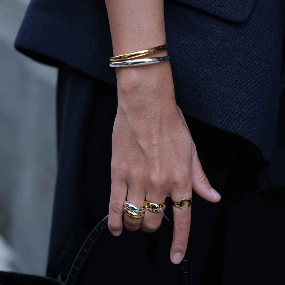 LUXE Domed Bangle - Silver
