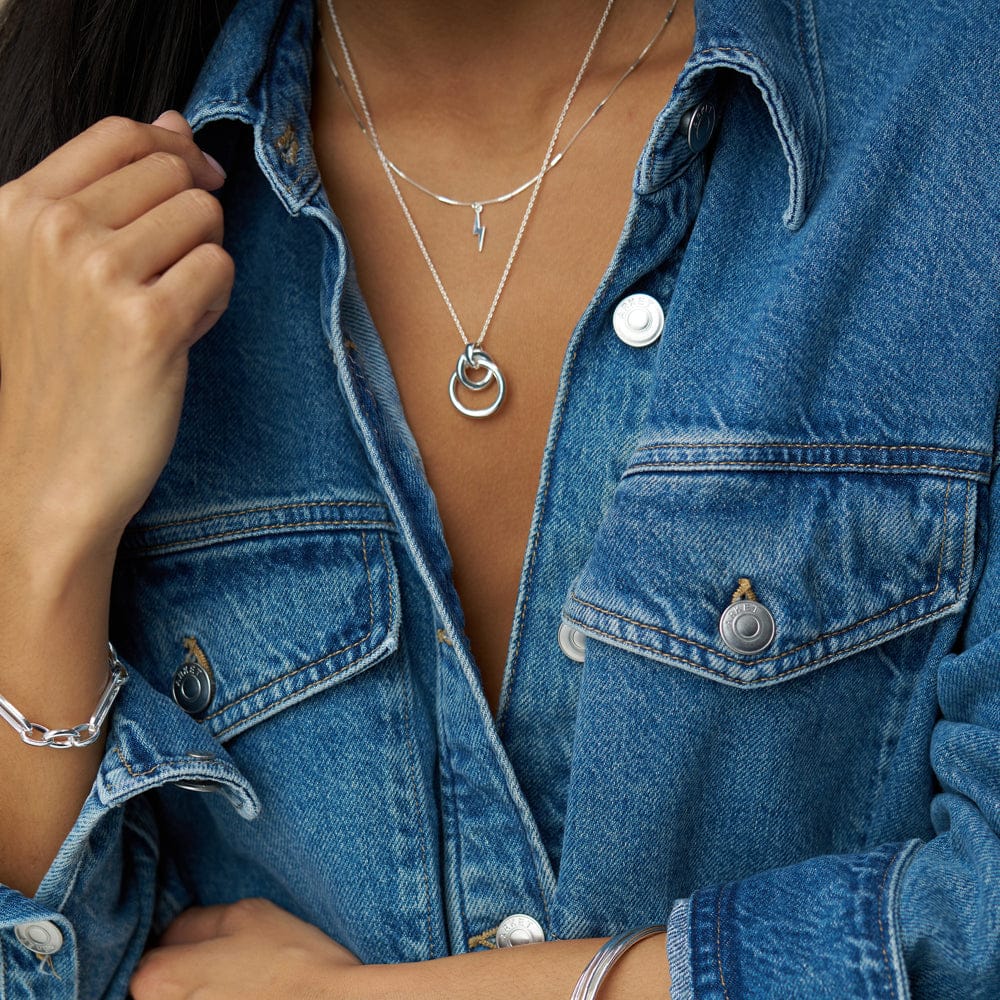 Interlocking Open Circle Necklace Silver