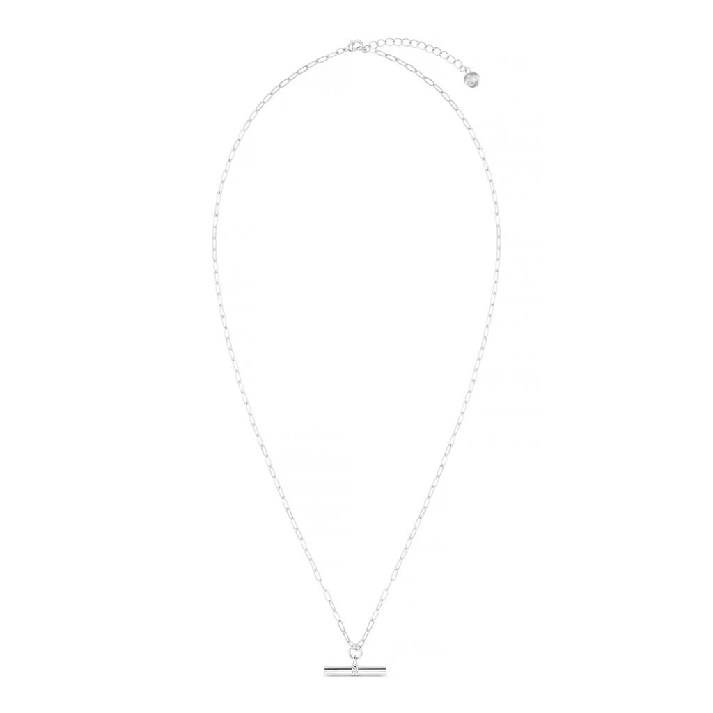 Chunky T-Bar Mid Length Necklace - Silver