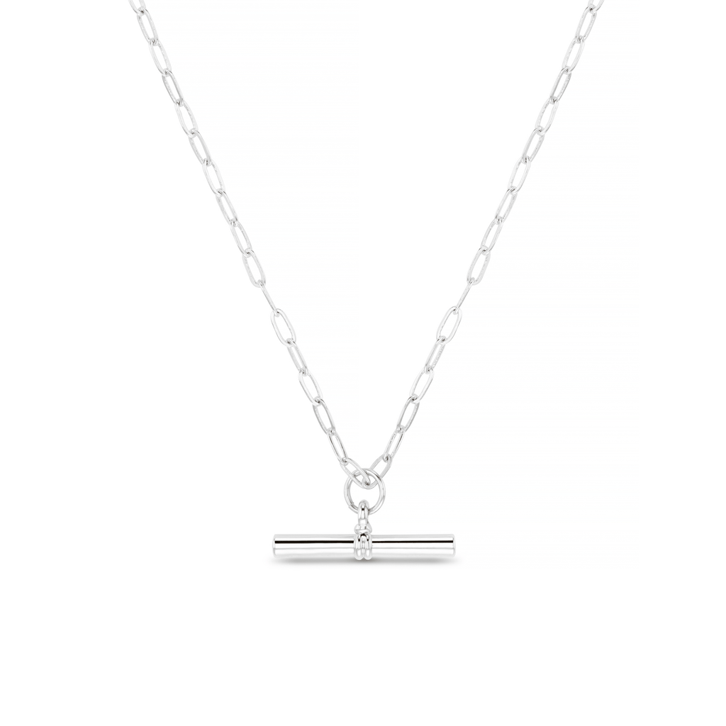 Chunky T-Bar Mid Length Necklace - Silver