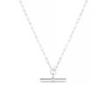 Chunky T-Bar Mid Length Necklace - Silver