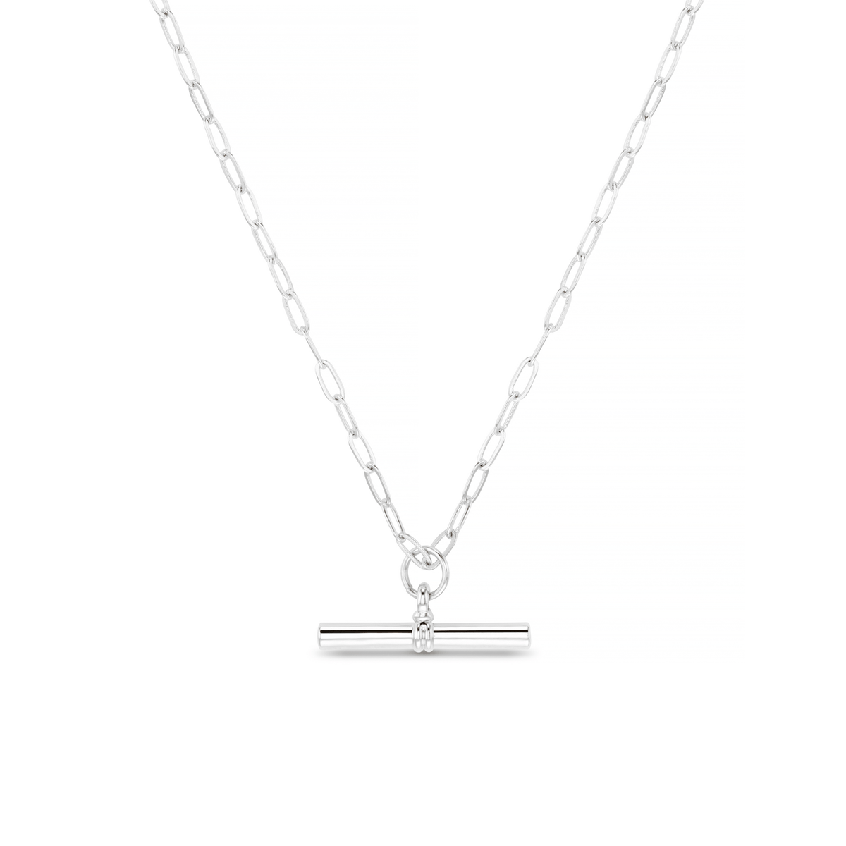 Chunky T-Bar Mid Length Necklace - Silver