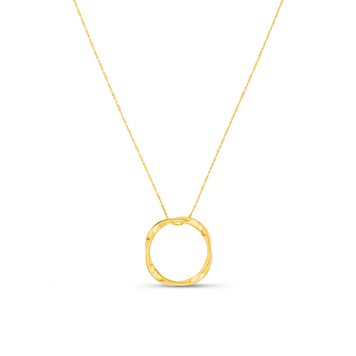 Open Circle Mid Length Necklace - Gold