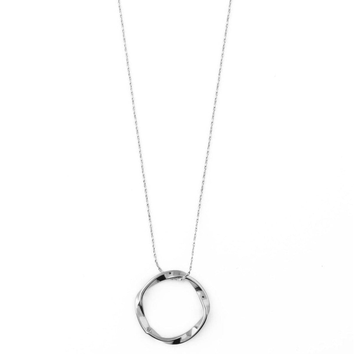 Open Circle Mid Length Necklace - Silver