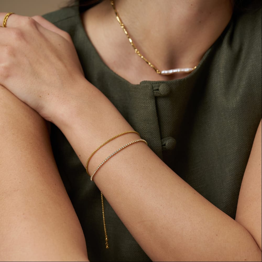 Chain & Crystal Tennis Slider Bracelet