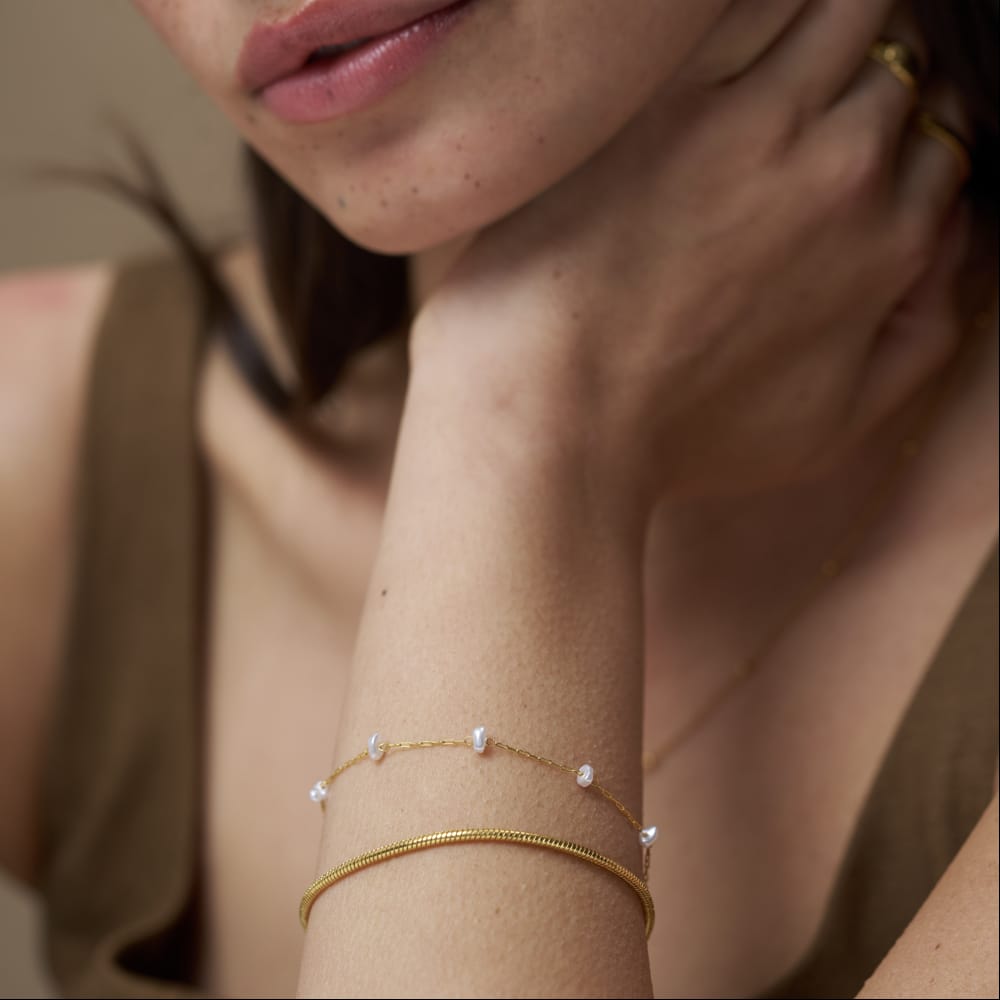 Pearl & Snake Chain Bracelet Duo