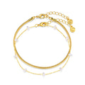 Pearl & Snake Chain Bracelet Duo