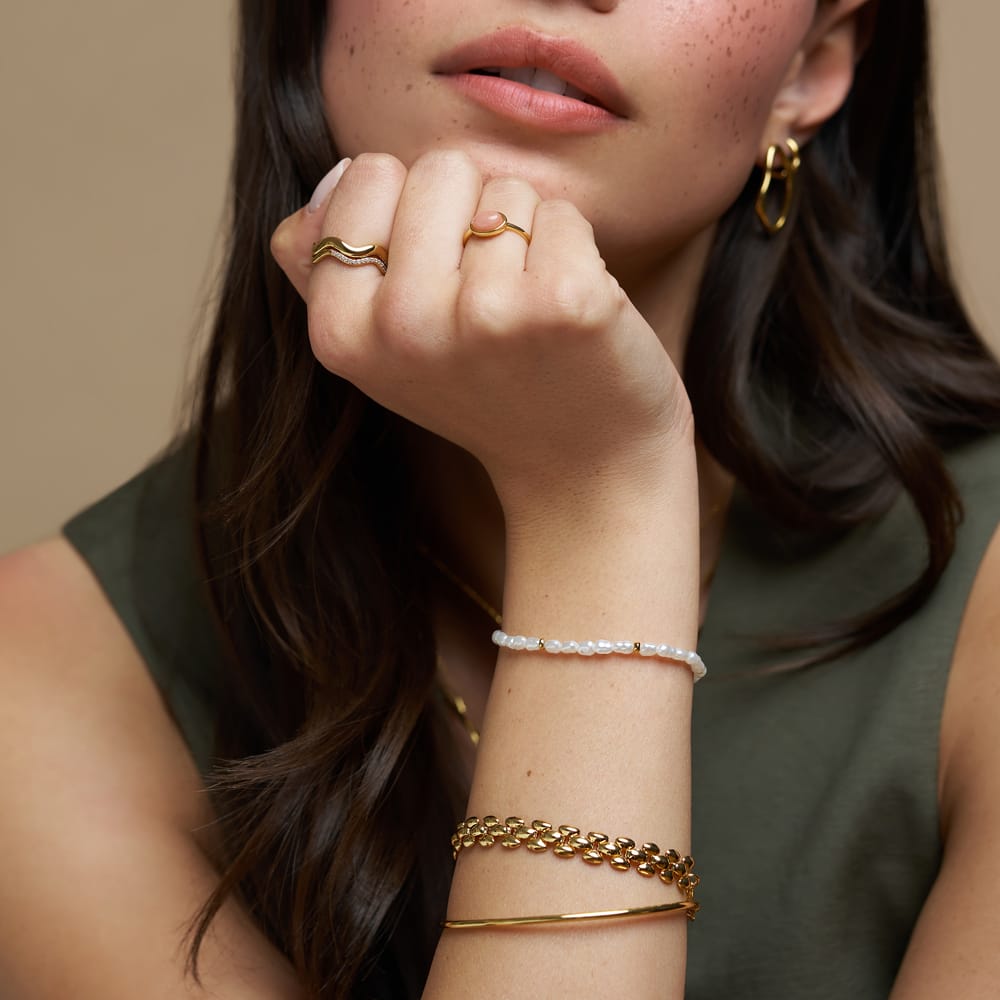 Mixed Pearl & Gold Wrist Stacking Set
