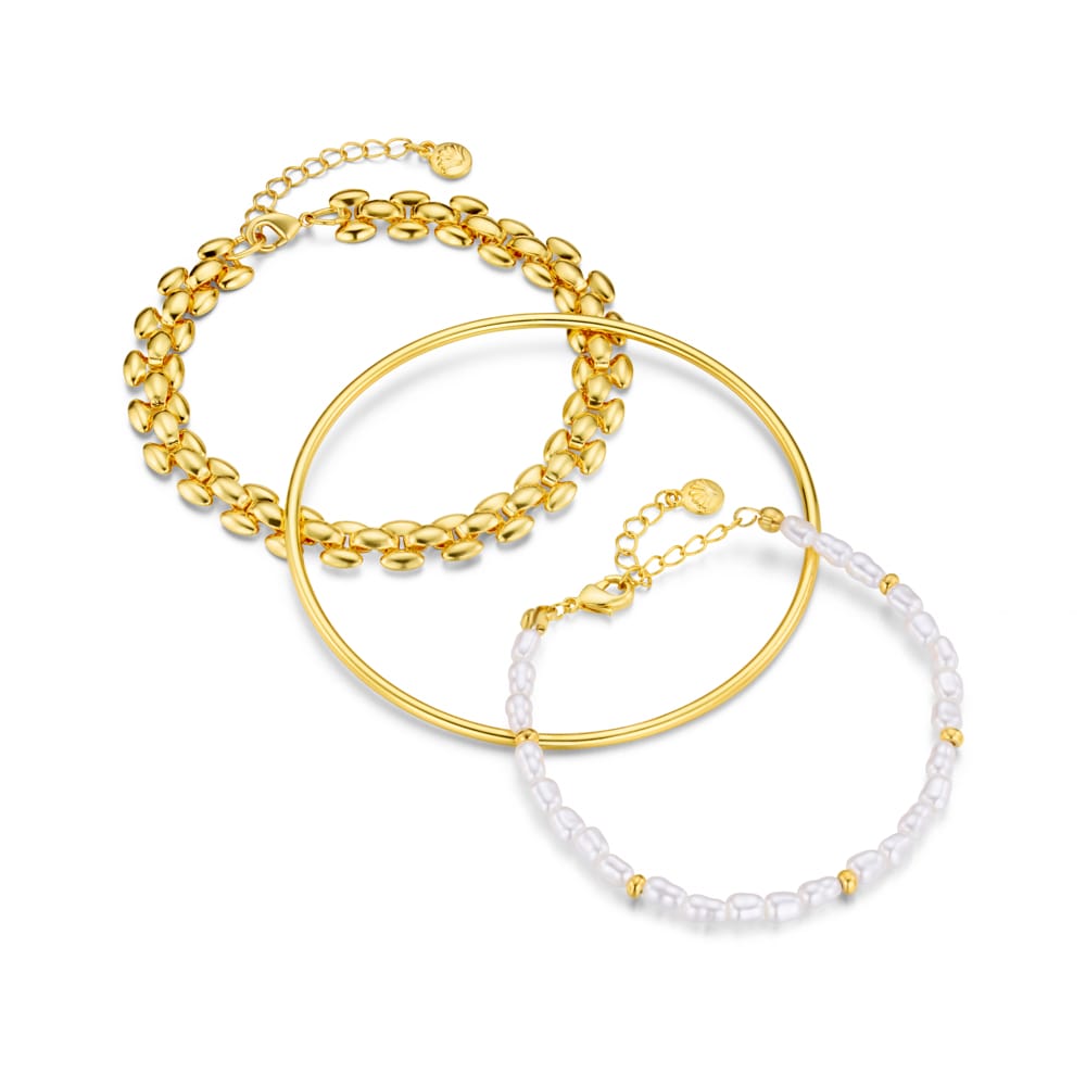 Mixed Pearl & Gold Wrist Stacking Set