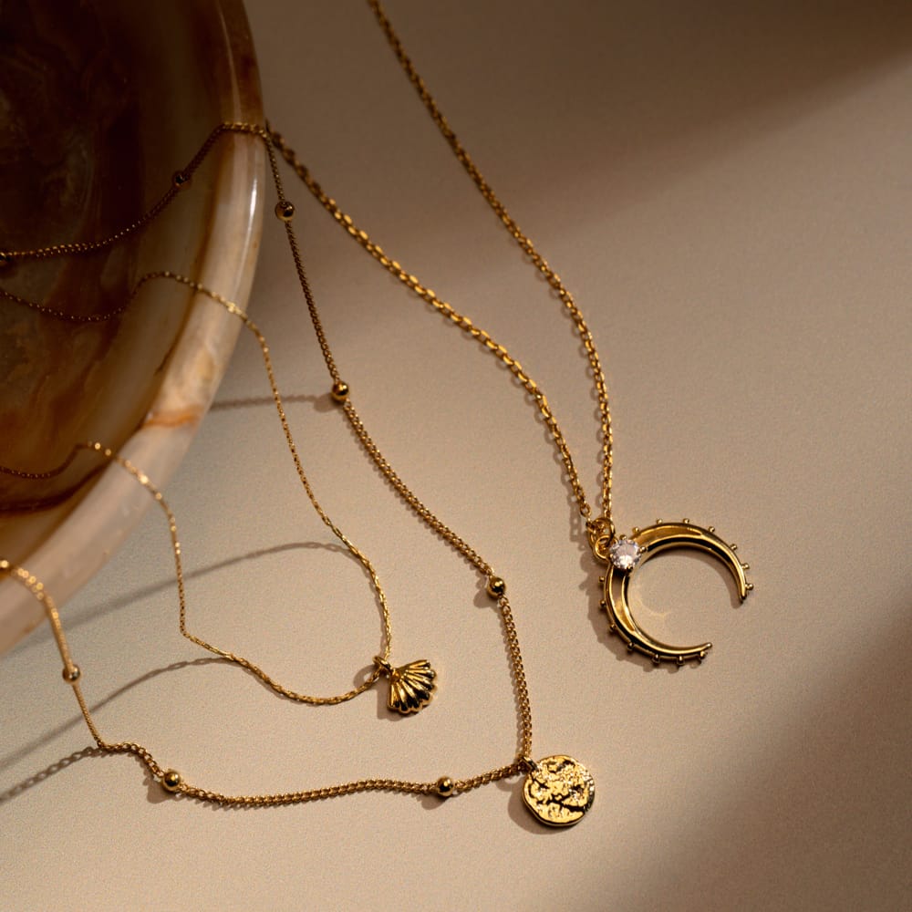 Mini Shell & Molten Coin 2-Row Necklace