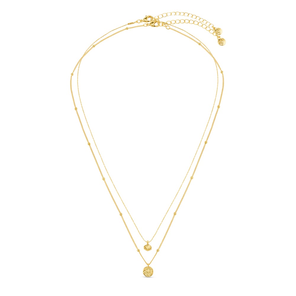 Mini Shell & Molten Coin 2-Row Necklace