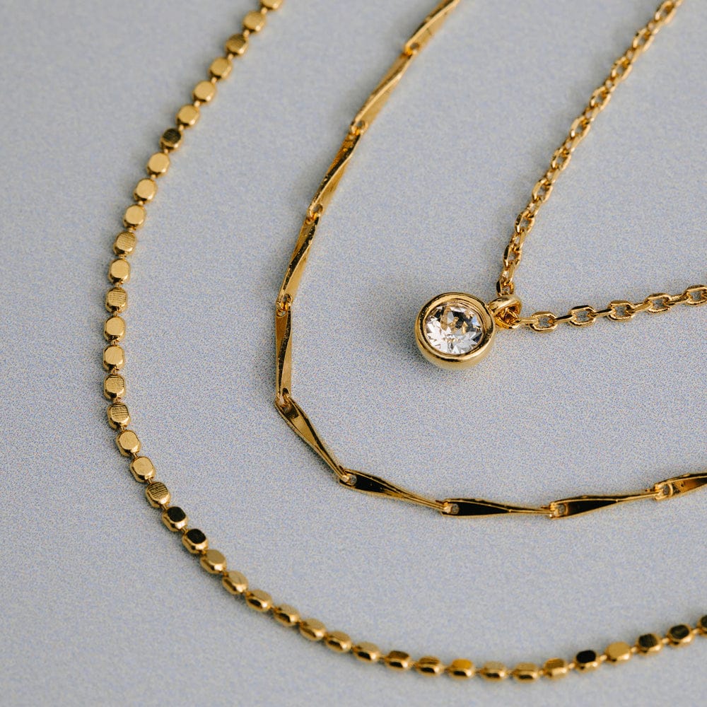 Fine Crystal Drop Three Row Necklace