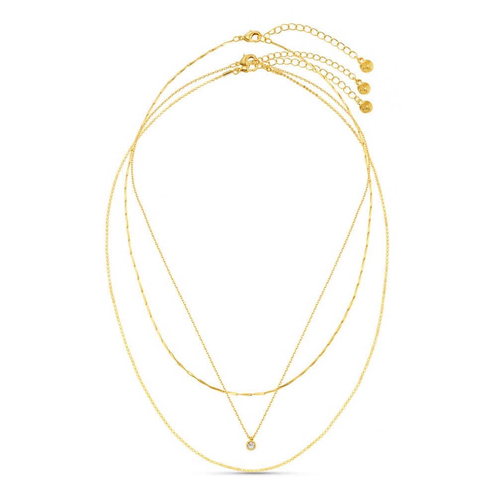 Fine Crystal Drop Three Row Necklace