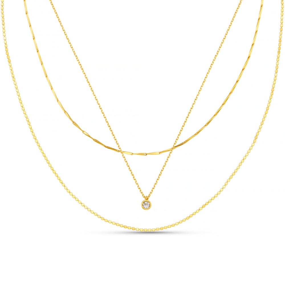 Fine Crystal Drop Three Row Necklace