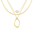 Organic Oval & Pearl 3-Row Necklace