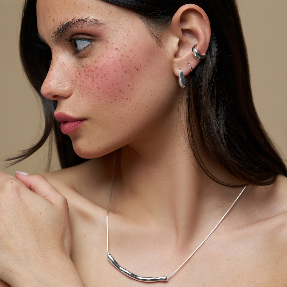 Molten Bar Adjustable Necklace - Silver