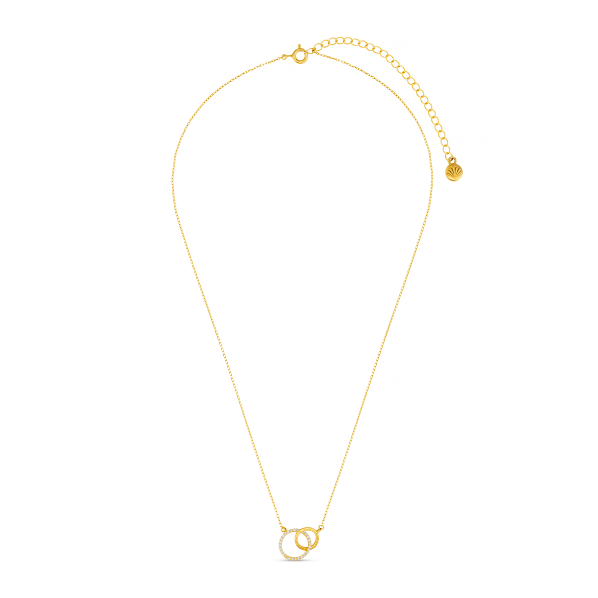 LUXE Crystal Open Circle & Interlocking Necklace