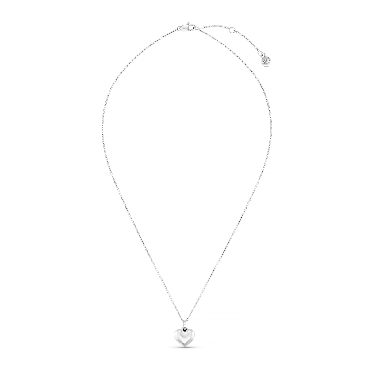 LUXE Domed Heart Necklace - Silver