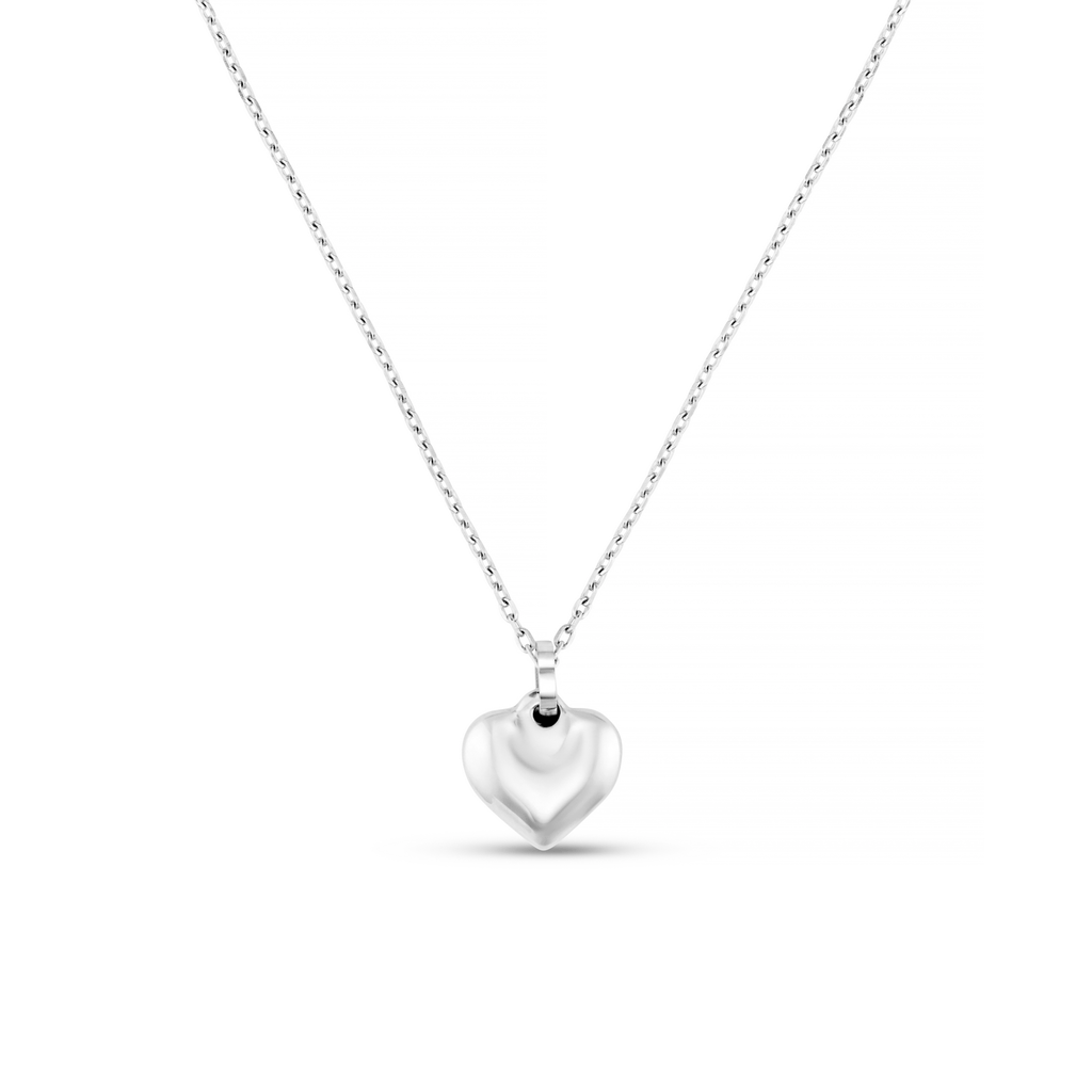 LUXE Domed Heart Necklace - Silver