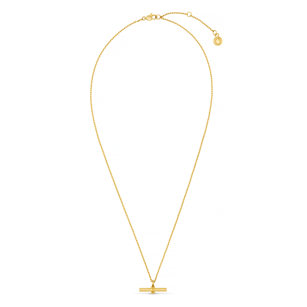 LUXE Fine Chain T-Bar Drop Necklace - Gold