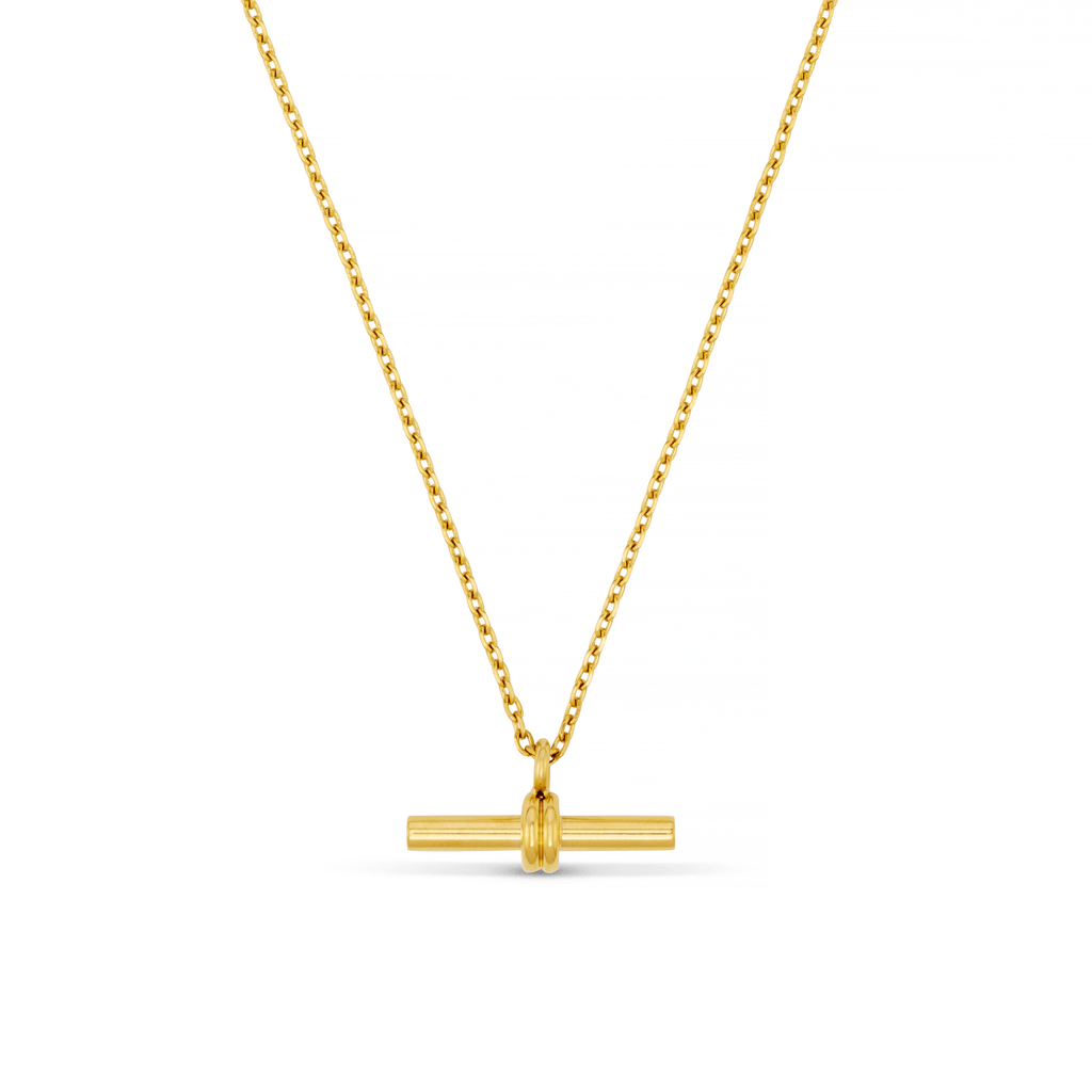 LUXE Fine Chain T-Bar Drop Necklace - Gold