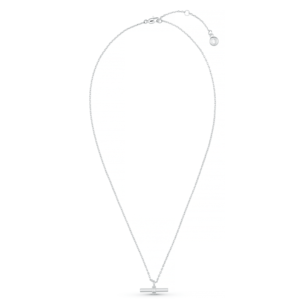 LUXE Linear T-Bar Drop Necklace - Silver