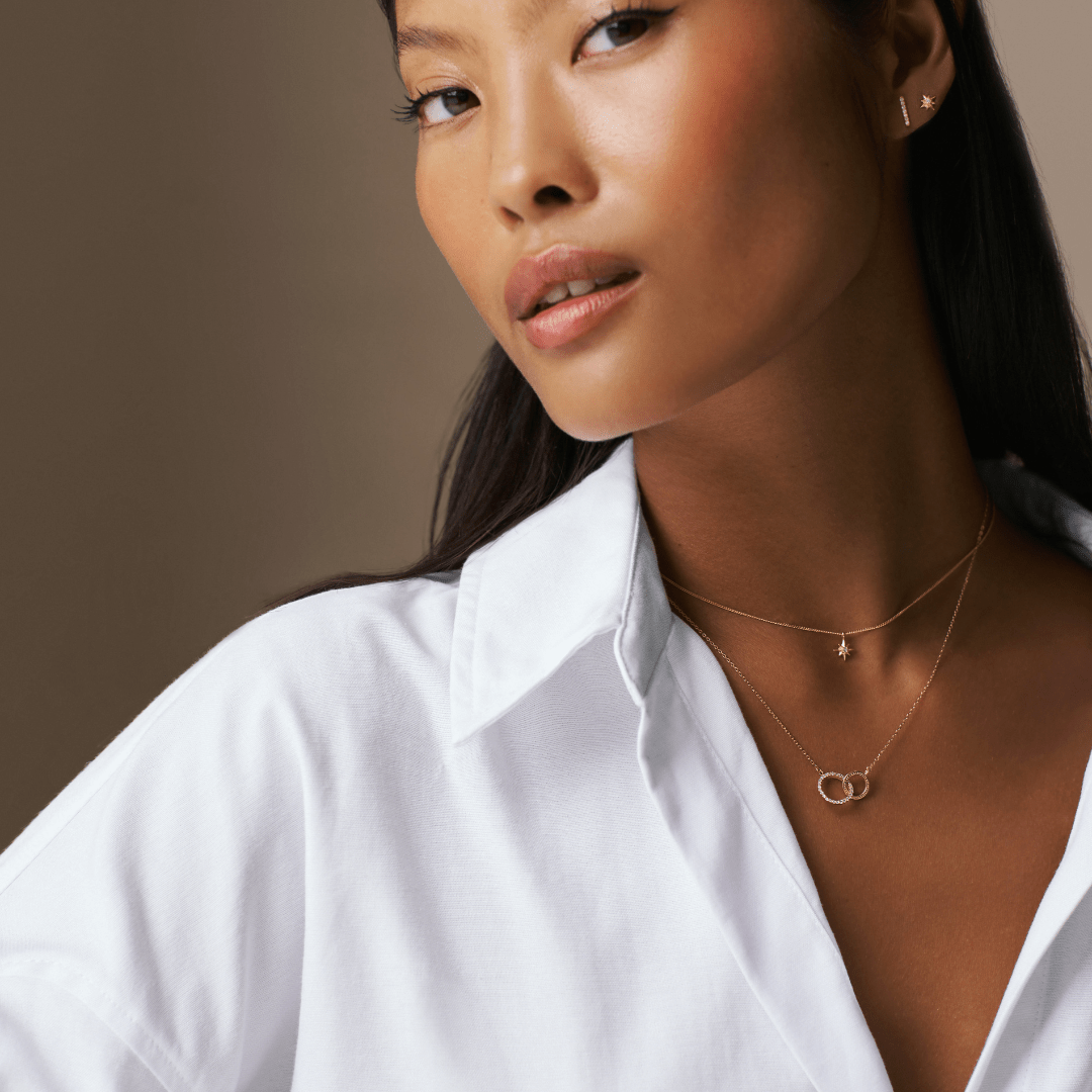 LUXE Crystal Open Circle & Interlocking Necklace