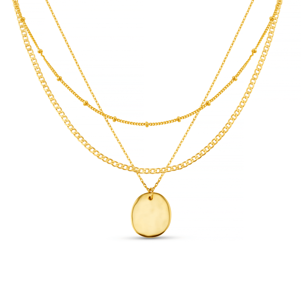 Polished Molten Coin 3-Row Necklace