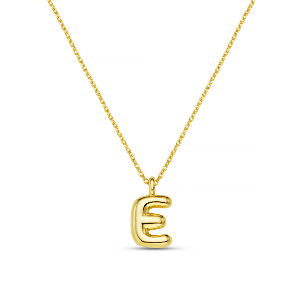 E Bubble Initial Necklace