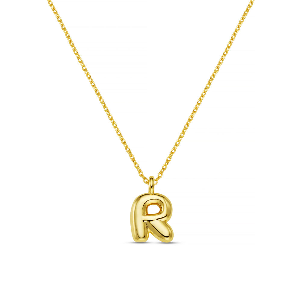 R Bubble Initial Necklace