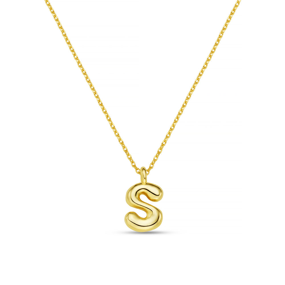 S Bubble Initial Necklace