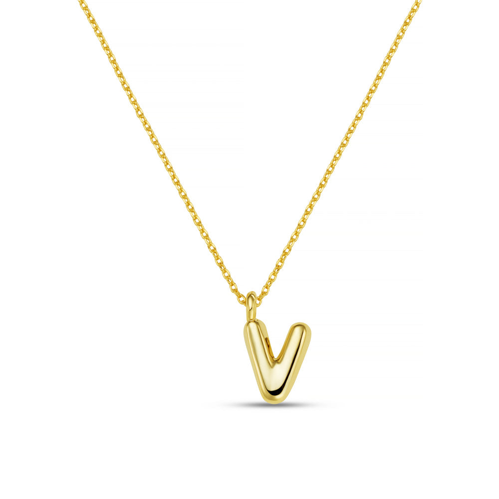 V Bubble Initial Necklace
