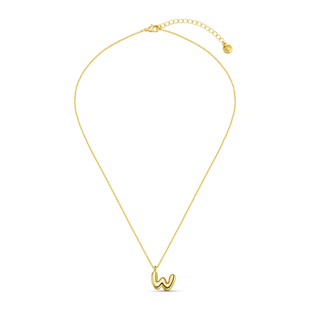 W Bubble Initial Necklace