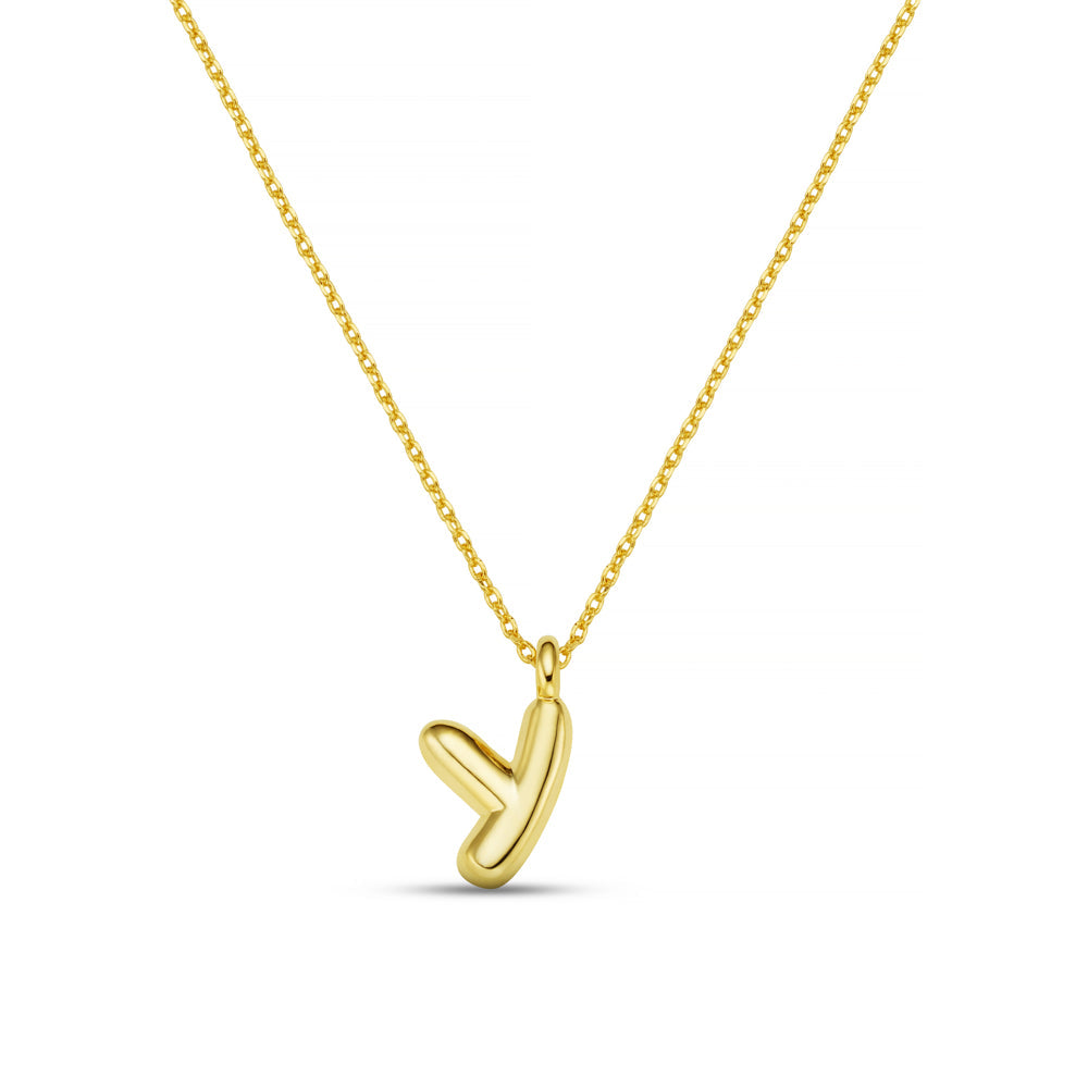 Y Bubble Initial Necklace