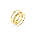 Fine Crystal & Wave Ring Stacking Set