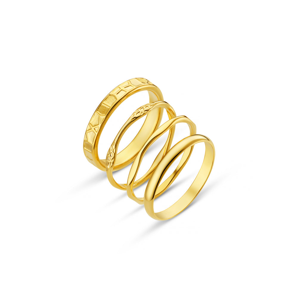 Mixed Textured Ring Stacking Set