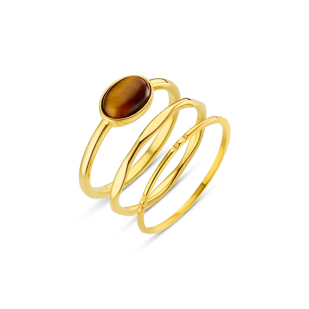 Semi-Precious Tiger's Eye Ring Stacking Set
