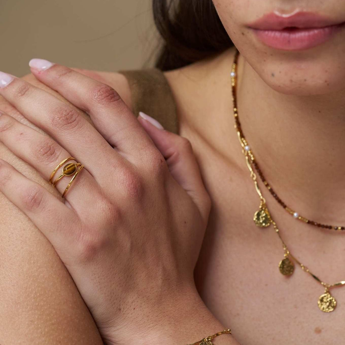 Semi-Precious Tiger's Eye Ring Stacking Set
