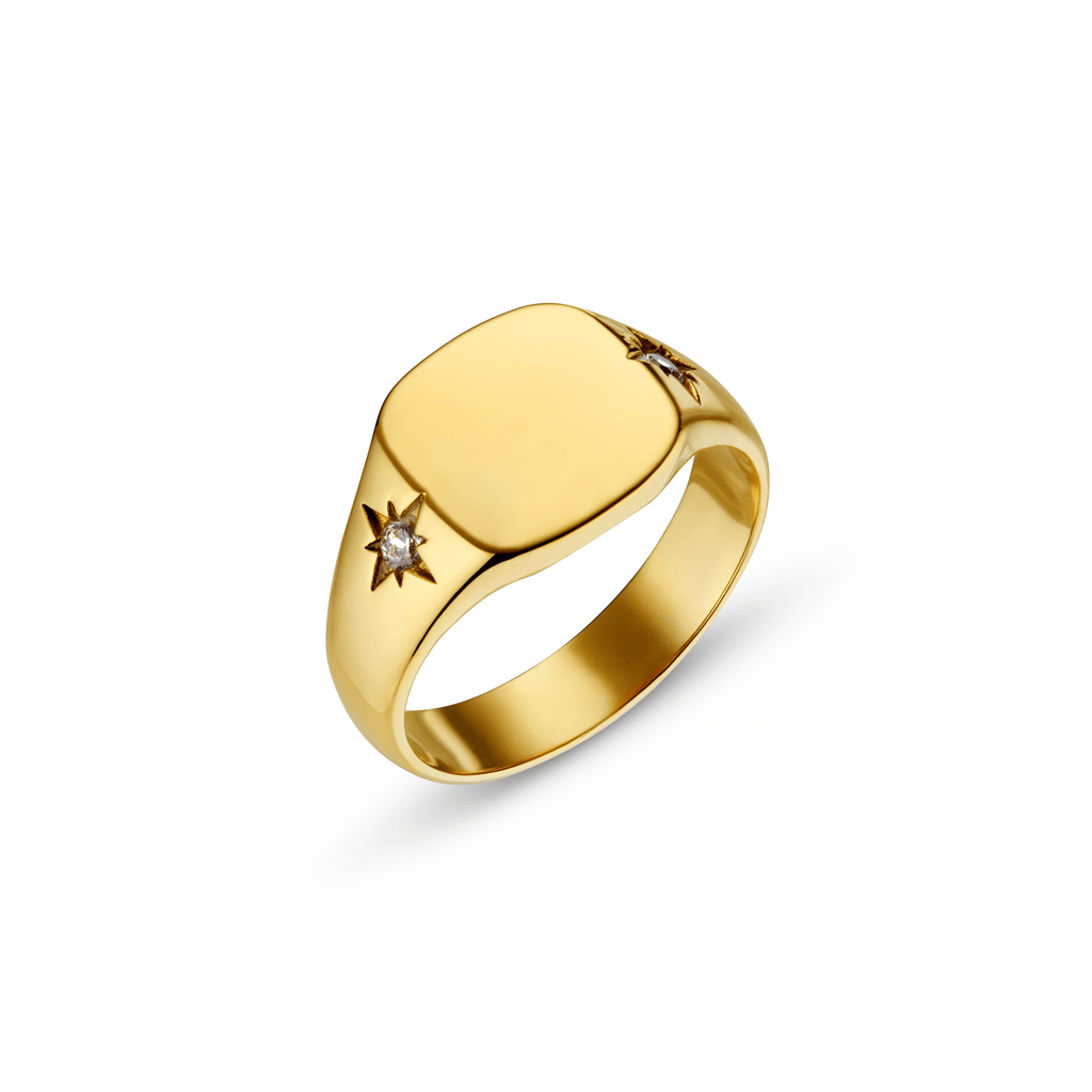 LUXE Crystal Starburst Signet Ring