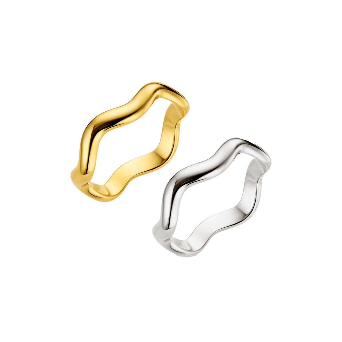 Mixed Plate Wave Ring Stacking Set