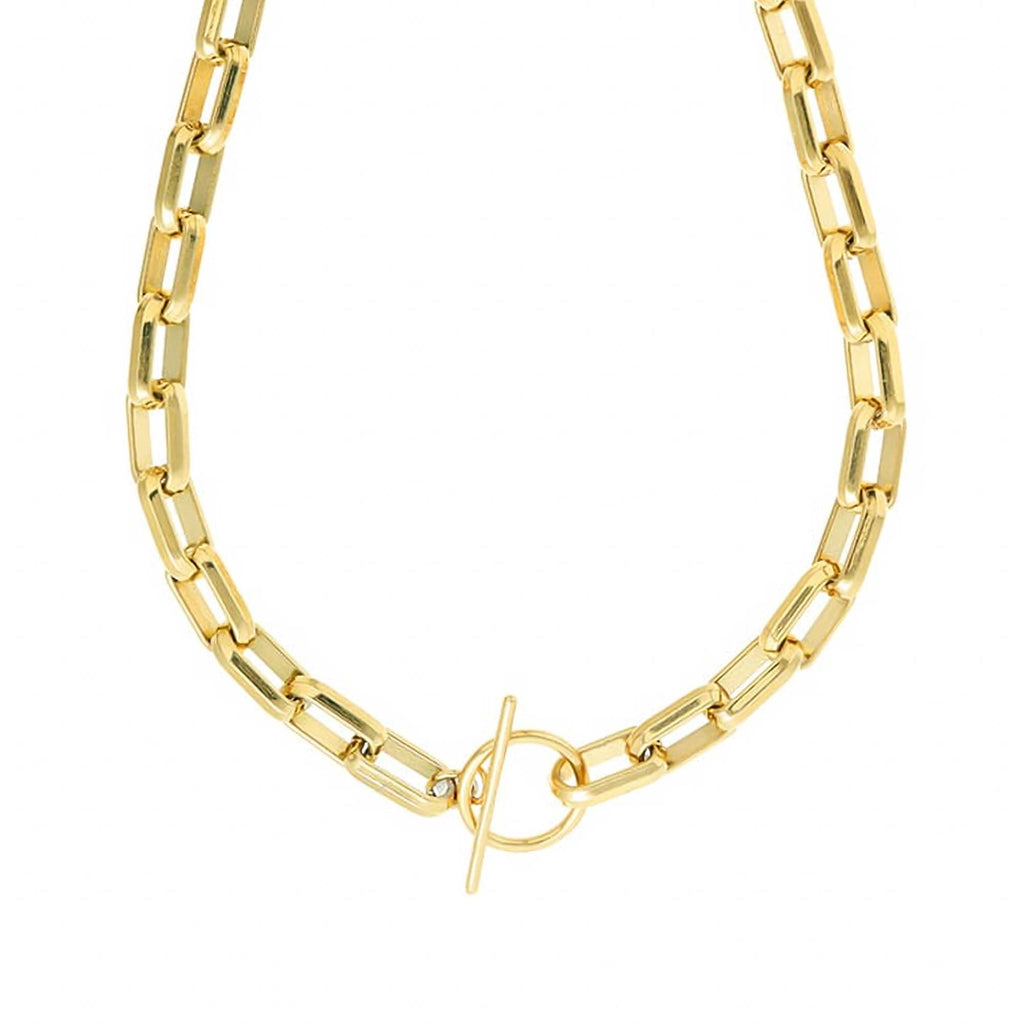 LUXE Rectangle Link T-Bar Necklace - Gold