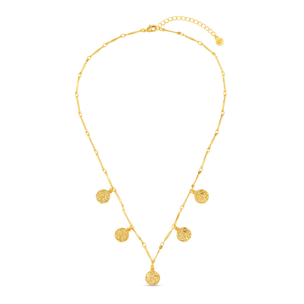 Mini Molten Coin Charm Necklace